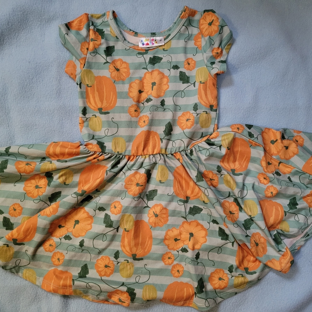 (2/$15)Dot Dot Smile, Pumpkin Dress, 2T